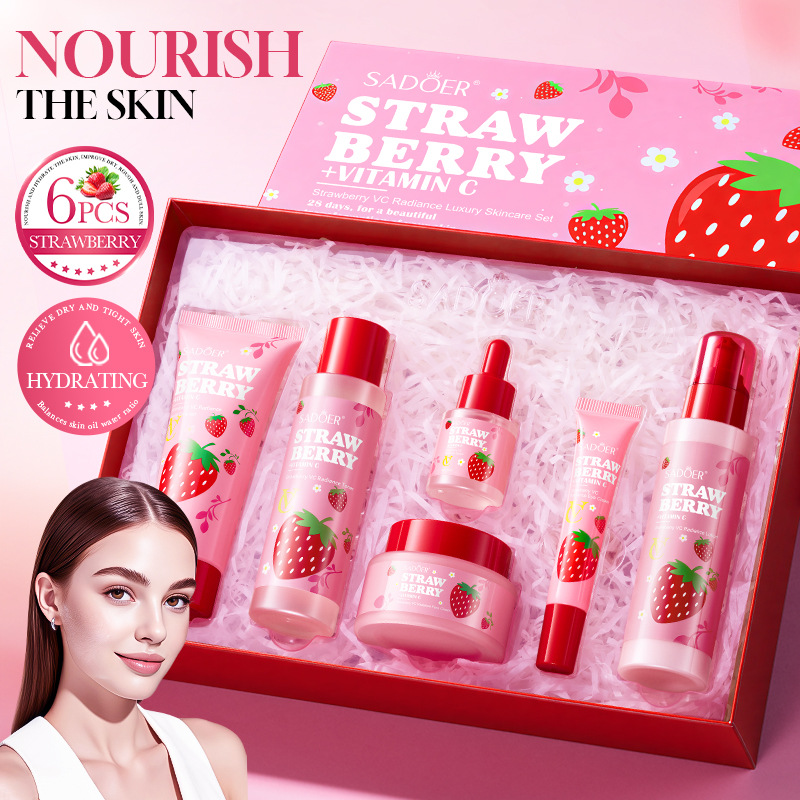 Luxury Skincare Gift Set For Women - Luksusowy zestaw do pielęgnacji twarzy Strawberry