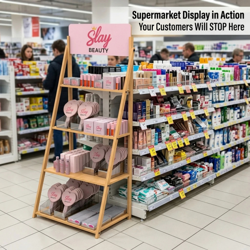 Drewniany stojak ekspozycyjny  – Luxury Skincare Retailers recenzja i cena